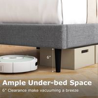 Costway Queen Bed Frame with Wingback Headboard Linen Upholstered Platform Bed - Grey - Alternate Views