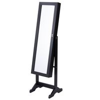 Costway - Mirrored Jewelry Cabinet Storage Organizer Drawers - Black - Alternate Views