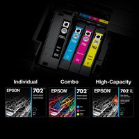 Epson - 702/702XL 4-Pack High-Yield and Standard Capacity Ink Cartridges - Black/Cyan/Magenta/Yellow - Alternate Views