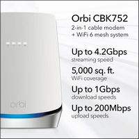 NETGEAR - Orbi AX4200 Tri-Band Mesh WiFi 6 System with 32x8 DOCSIS 3.1 Cable Modem (2-Pack) - White - Alternate Views