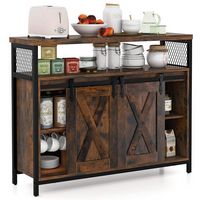 Costway Industrial Buffet Sideboard Cabinet with Spacious Table Top Adjustable Shelves - Rustic B... - Alternate Views