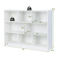 Costway - 3-tier Open Bookcase 8-Cube Floor Standing Storage Shelves Display Cabinet - White - Alternate Views