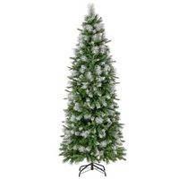 Costway - 6 FT Pre-Lit Artificial Christmas Tree with 580 Frosted Tips 280 LED Lights - Green/White - Alternate Views