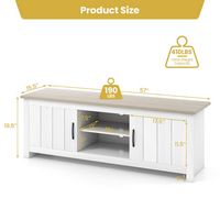Costway - Farmhouse TV Stand for TVs up to 65'' Media Console Center with Doors Cubbies - White Oak - Alternate Views