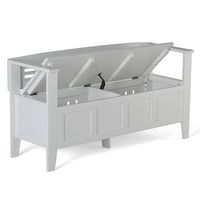 Simpli Home - Adams Entryway Storage Bench With Backrest - White - Alternate Views