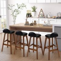 Costway Set of 2 Upholstered PU Leather Barstools 27.5