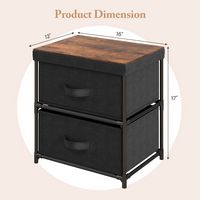 2PCS Fabric Bedside Table 2 Drawers Nightstand Small Dresser Bedroom Living Room - Alternate Views