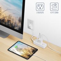 Insignia™ - 12’ 3 Outlet Power Strip - White - Alternate Views