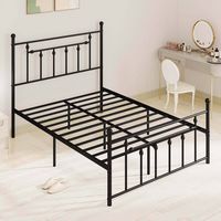 Costway Full Size Metal Bed Frame with Headboard Under-bed Storage Mattress Foundation - Black - Alternate Views
