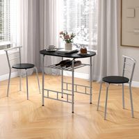 Costway 3 Piece Dining Set Table 2 Chairs Bistro Pub Home Kitchen Breakfast Furniture Black with ... - Alternate Views