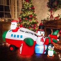 Costway - 9FT Inflatable Christmas Santa Claus on Helicopter with Snowman Penguin LED Lights - Mu... - Alternate Views