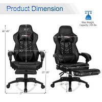 Costway Office Computer Desk Chair Gaming Chair Adjustable Swivel w/Footrest - Black - Alternate Views