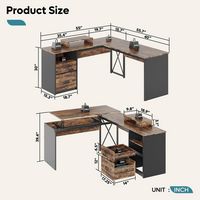 Bestier - L-Shaped Computer Desk with Monitor Stand - Black - Alternate Views
