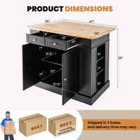 Costway Kitchen Island with Storage Drop Leaf Breakfast Bar Table with Top Freestanding Buffet Si... - Alternate Views