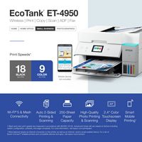 Epson - EcoTank ET-4950 Wireless All-in-One Color Supertank Inkjet Printer - White - Alternate Views