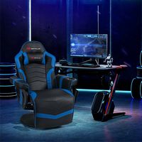 Costway - Massage Gaming Recliner Reclining Racing Chair Swivel Blue - Blue + Black - Alternate Views