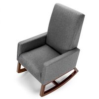 Costway - Mid Century Rocking Chair Nursery Armchair Retro Fabric Upholstered - Gray - Alternate Views