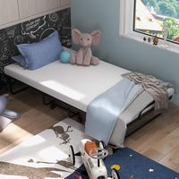 Costway Heavy Duty Foldable Bed Metal Guest Bed Daybed with 4 inch Mattress Memory Foam - White - Alternate Views