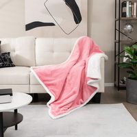 Costway - 60''x 50''  Heated Blanket Throw with 10 Heat & 9 Hours Time Settiings - Pink/White - Alternate Views