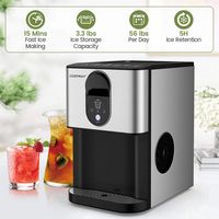 Costway 56 lbs/24 H Pepple Chewable Countertop Ice Maker with Self-Cleaning System - Silver - Alternate Views