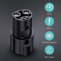Lectron - J1772 to Tesla (NACS) EV Charging Adapter-up to 80 Amp (250V) - Black - Alternate Views