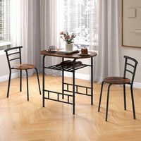 Costway 3 Pcs Dining Set Table And 2 Chairs Compact Bistro Pub Breakfast Home Kitchen - Black and... - Alternate Views