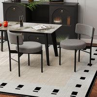 Costway Dining Chair Set of 4 with Curved Backrest Padded Seat & Metal Legs for Dining Room - Gray - Alternate Views
