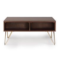 Simpli Home - Hunter Small Lift Top Coffee Table - Umber Brown and Gold - Alternate Views