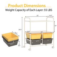 Costway - 4 Drawer Rolling Storage Cart Scrapbook Paper Office School Organizer - Yellow/Gray - Alternate Views