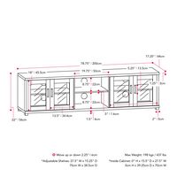 Fremont TV Bench with Glass Cabinets for Most TVs up to 95