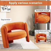 Bestier - Modern Stylish Club Velvet Accent Chair with Wide Seat Cushion - Orange - Alternate Views