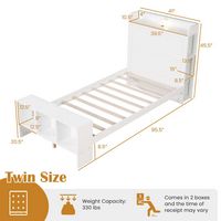 Costway Twin Size Bed Frame with Storage Headboard & Footboard LED Bed Frame with 2 USB Ports - W... - Alternate Views