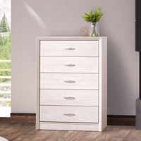 CorLiving - Newport 5 Drawer Tall Dresser - White Washed Oak - Alternate Views