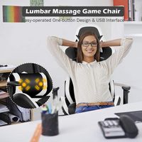 Costway - Racing Massage Gaming Chair with Footrest - White + Black - Alternate Views
