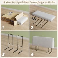 Pinmoco - Queen Size Adjustable Ergonomic Upholstered Foam Headboard - White - White - Alternate Views