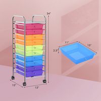 Costway - 10 Drawer Rolling Storage Cart Scrapbook Paper Office School Organizer - Multicolor - Alternate Views
