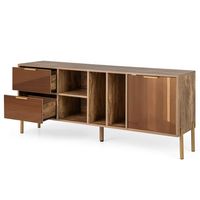 Costway Mirrored Buffet Cabinet Rustic Kitchen Sideboard Storage Cabinet with 2 Drawers - Brown - Alternate Views