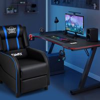 Costway - Theater Style Massage Gaming Chair - Blue and Black - Alternate Views