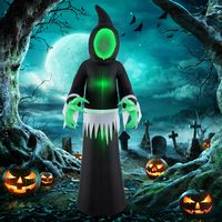 Costway - 8 FT Giant Halloween Inflatable Ghost Blow up Ghost Decoration with Built-in LED Lights... - Alternate Views