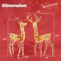 Costway - 2 PCS Pre-lit Christmas Reindeer Family Deer Decoration with 200 LED Lights - Gold - Alternate Views