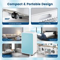 Costway Dehumidifier for Home Basement 32 Pints/Day 3 Modes Portable up to 2500 Sq. Ft Blue - Blue - Alternate Views