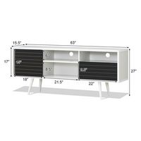 Modern TV Stand/Console Cabinet 3 Shelves Storage Drawer Splayed Leg Black/White - Alternate Views