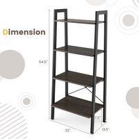 Costway - 4-Tier Bookshelf Industrial Display Storage Shelf Plant Flower Stand Metal Frame Gray -... - Alternate Views