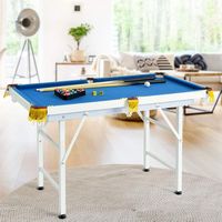 Costway - 47'' Folding Billiard Table Pool Game Table for Kids w/ Cues & Chalk & Brush Blue - Blue - Alternate Views