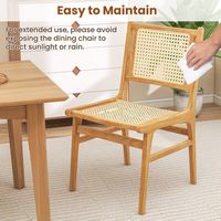 Costway 1 PCS Rattan Dining Chair with Cane Woven Backrest & Seat & Teak Wood Frame - Natural - Alternate Views