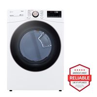 LG - 7.4 Cu. Ft. Stackable Smart Electric Dryer with Steam and Built-In Intelligence - White - Alternate Views