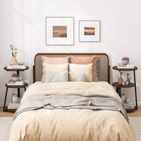 Costway 1 PCS 3-Tier Round Side Table with Metal Frame & Adjustable Foot Pads Nightstand - Rustic... - Alternate Views
