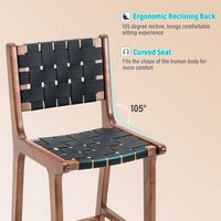 Bestier - Set of 2 Counter Height Bar Stools, Faux Leather Woven Strips Counter Stools with Back,... - Alternate Views