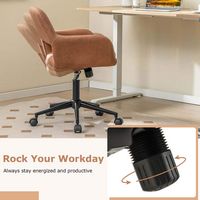Costway Leathaire Home Office Chair with Ergonomic Backrest Padded Armrests Casters - Retro Brown - Alternate Views