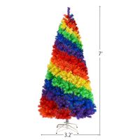 Costway - 7FT Artificial Hinged Colorful Rainbow Full Fir Christmas Tree with 1213 Tips - Multicolor - Alternate Views